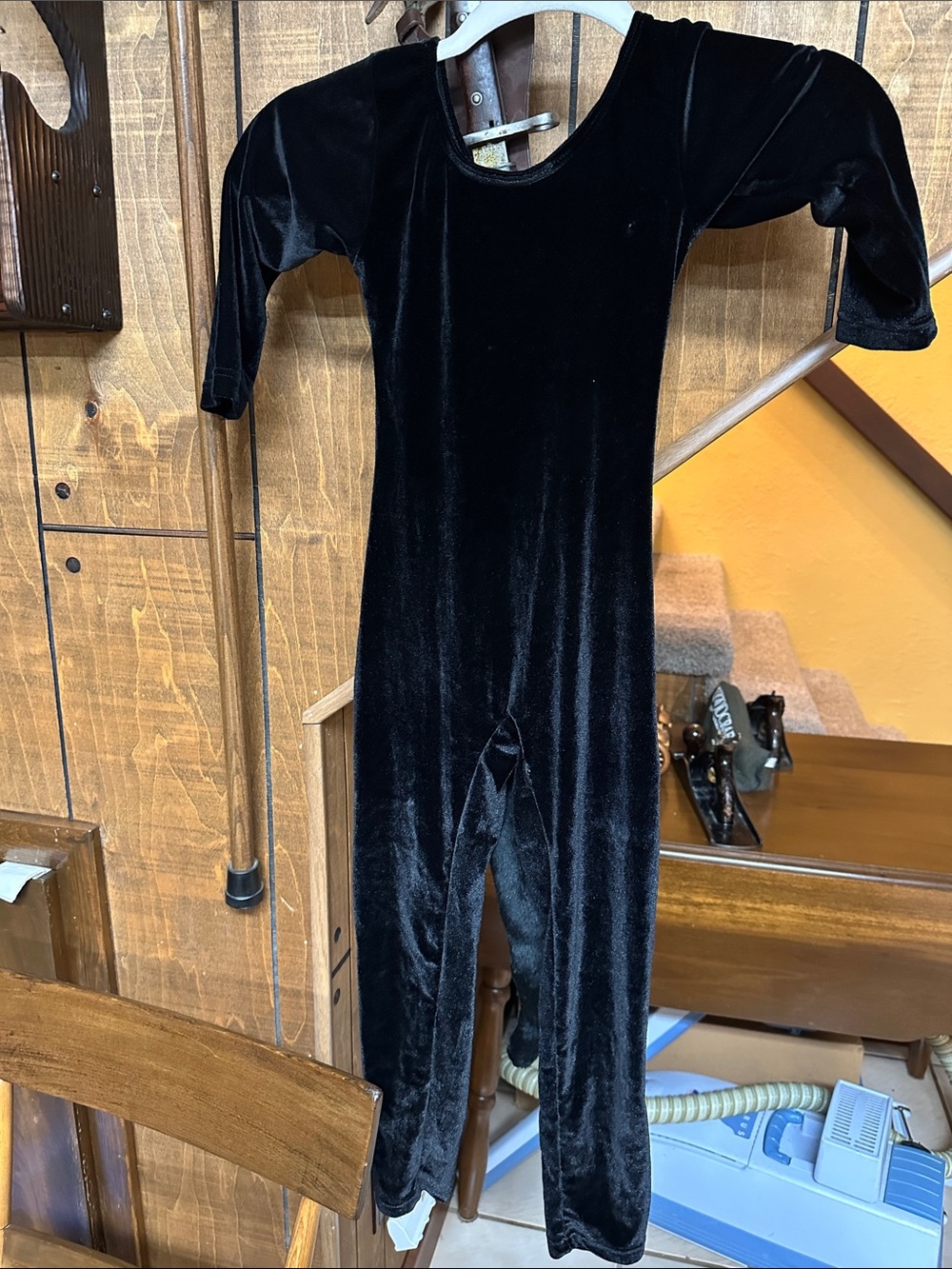 Black Velvet girls One-Piece costume  with cat tail.
